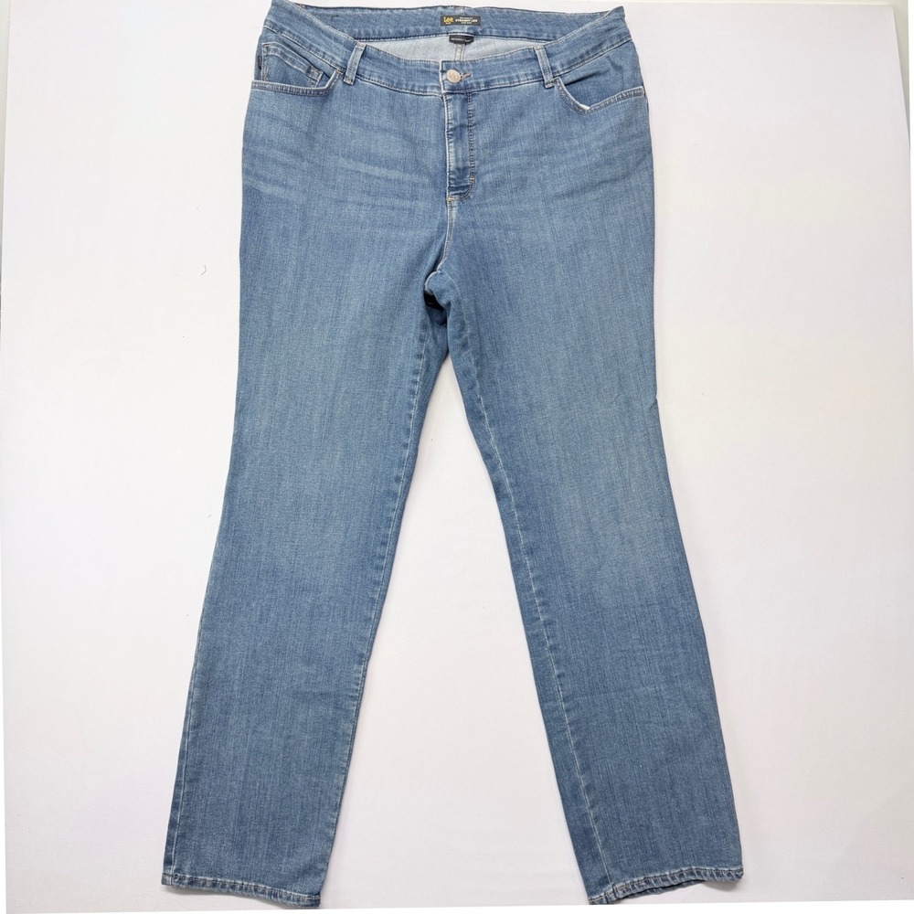 Lee Plus Relaxed Fit Straight Leg High Rise Jeans Medium Wash 20W Long